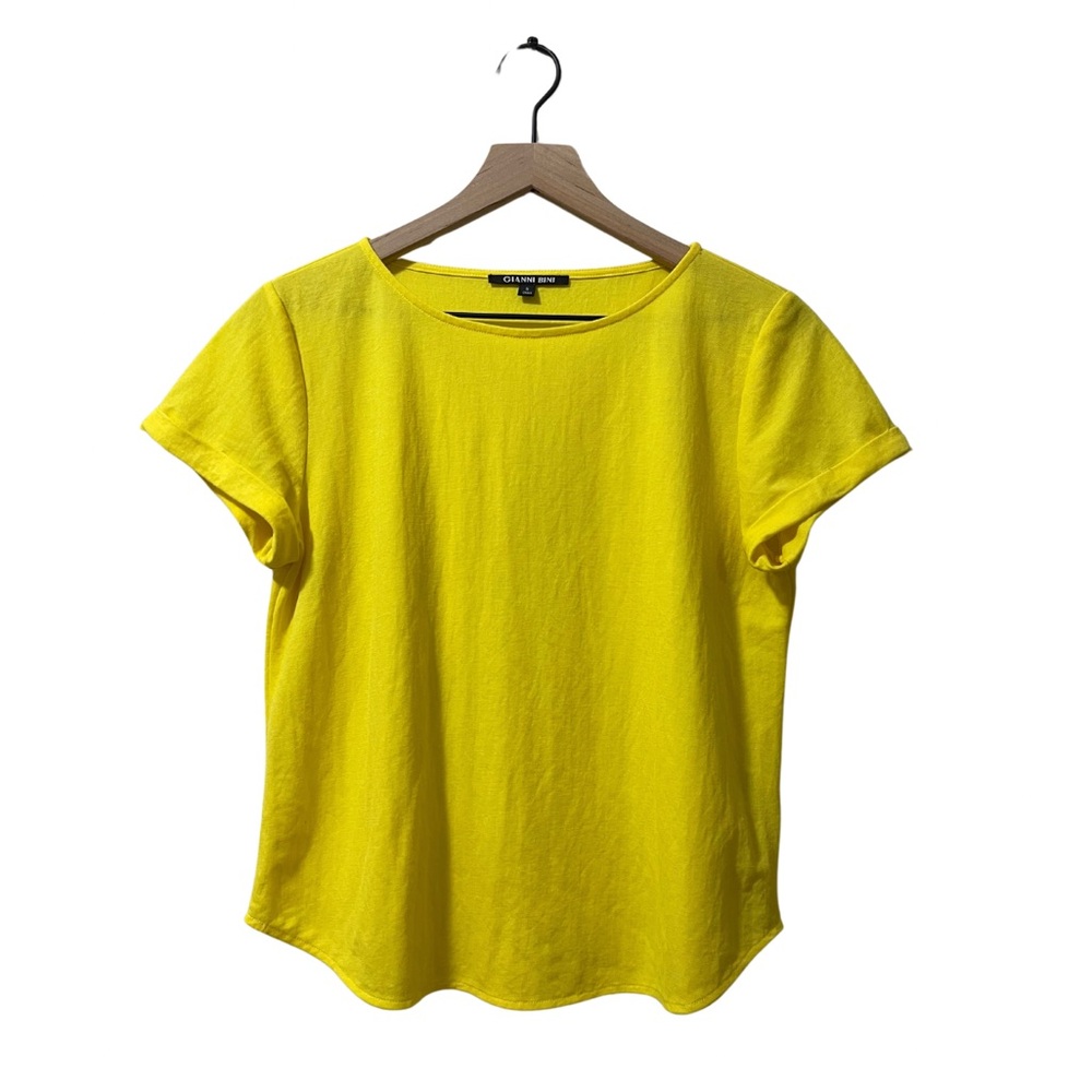 Gianni Bini Golden Yellow Casual Comfy Soft Cuff Sleeves Shirt Size Small